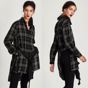 Zara Belted Checked Blouse